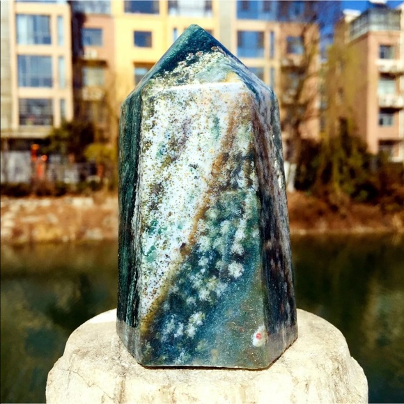 Natural Ocean Jasper gem stone tower ✨Charged✨ - Picture 3 of 7